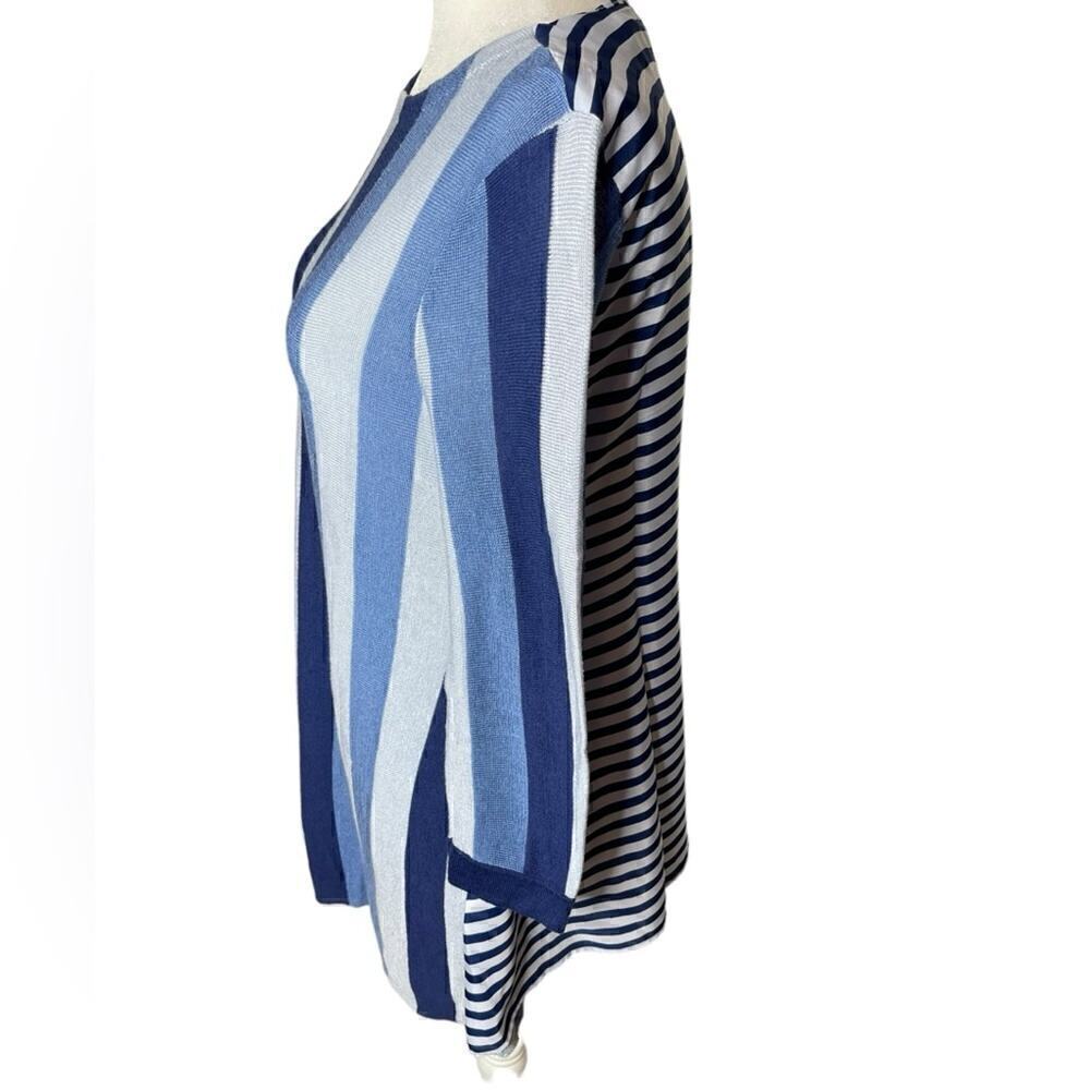 Chicos Striped Cotton blouse Blue & White size 00 extra small pullover - Picture 4 of 10